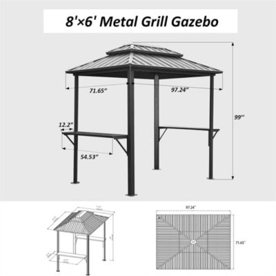 Aluminum BBQ Gazebo with Shelves Serving Tables