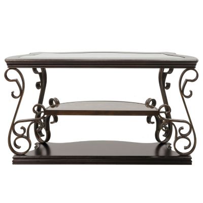   Marble-Inspired Shelf- Glass Sofa Table