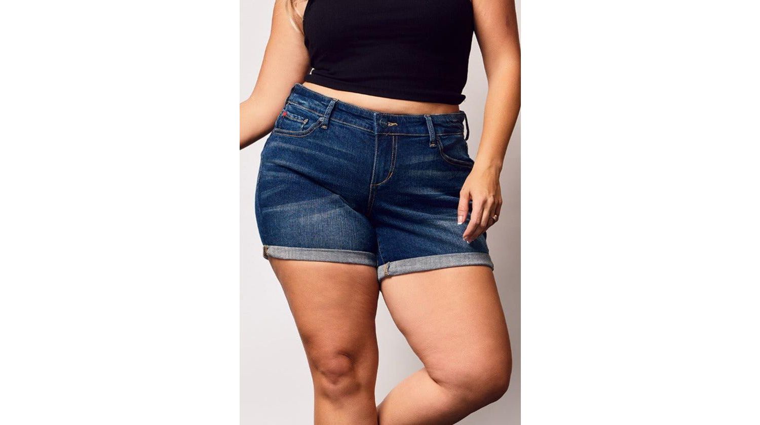 Plus Size Denim Rolled Shorts