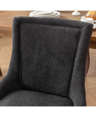 Mid-Century Modern Dining Chair with Intricate Slot Seam Backrest and Solid Wood Frame