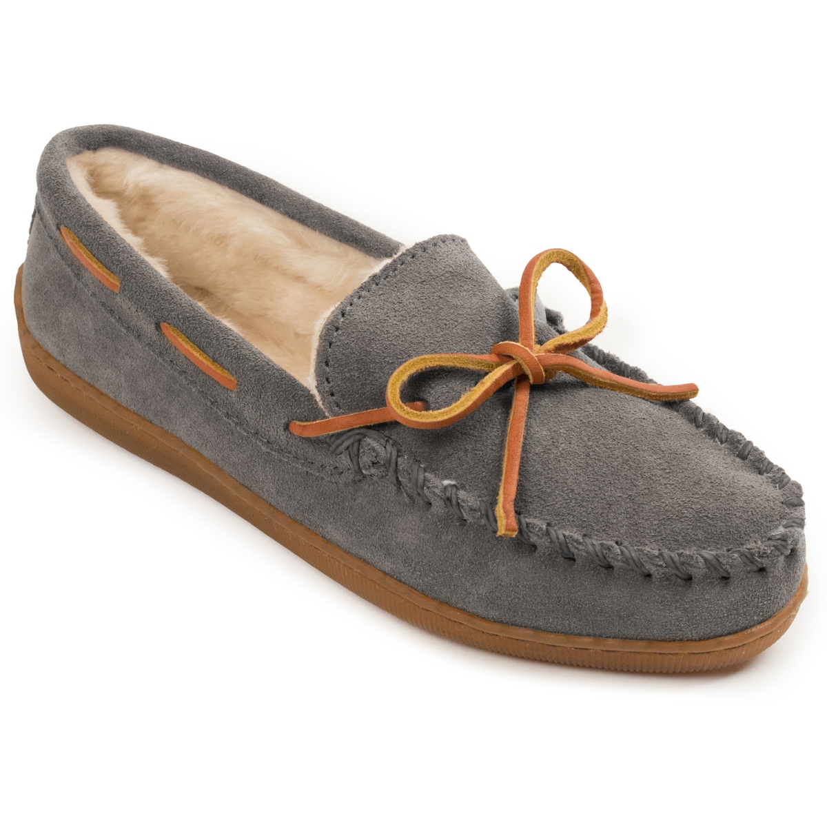 Women's Suede Pile Lined Hardsole Slippers - Charcoal