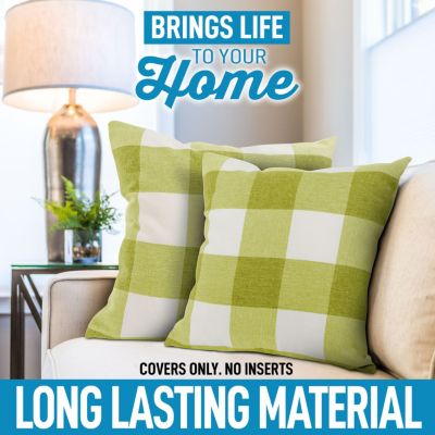 16 x 16 inches 2 Pack Buffalo Plaid Throw Pillow Outdoor &amp; Indoor Covers