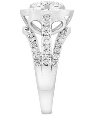 EFFY&reg; Diamond Round & Baguette Circle Cluster Ring (1-5/8 ct. t.w.) in 14k White Gold