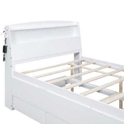 Platform Bed with Storage and LED Headboard