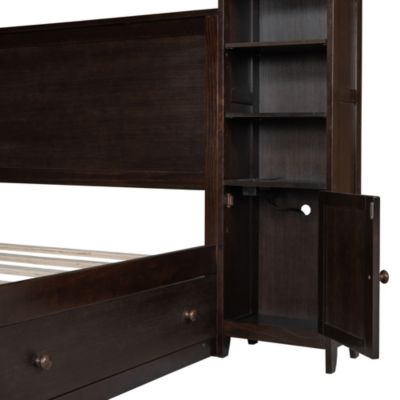 Streamdale Wooden Queen Bed with Cabinetry and Outlets