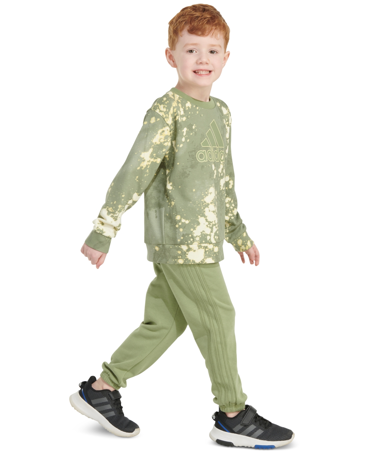 adidas Little & Toddler Boys Printed Crewneck Pullover & Jogger Pants, 2 Piece Set
