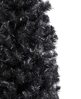 6' Charcoal Brown Iridescent Slim Artificial Tinsel Halloween Tree Unlit