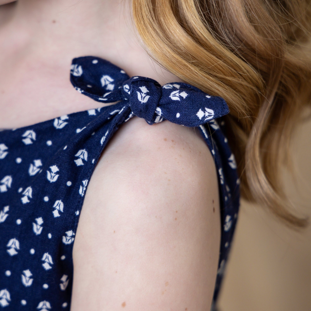 Hope & Henry Toddler Girls Sleeveless Bow Shoulder Swing Dress in Linen