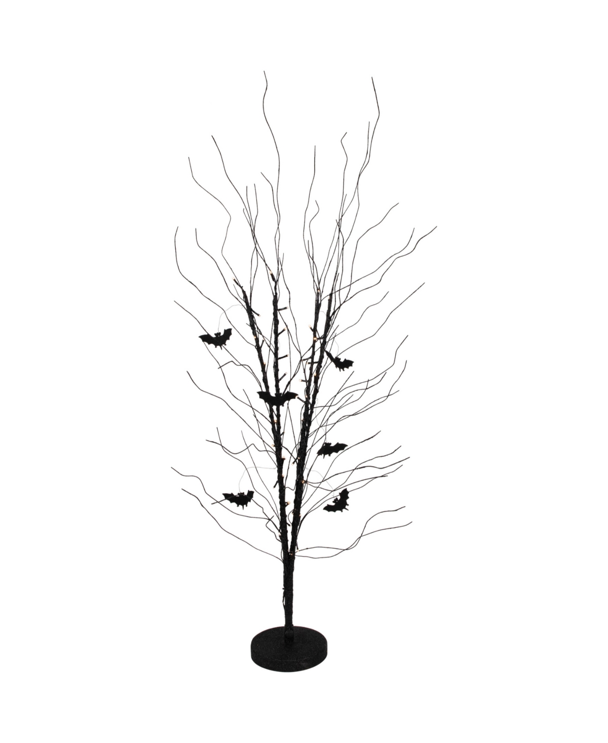 50" Led Lighted Black Halloween Branch Tree with Bats Warm White Lights - Black