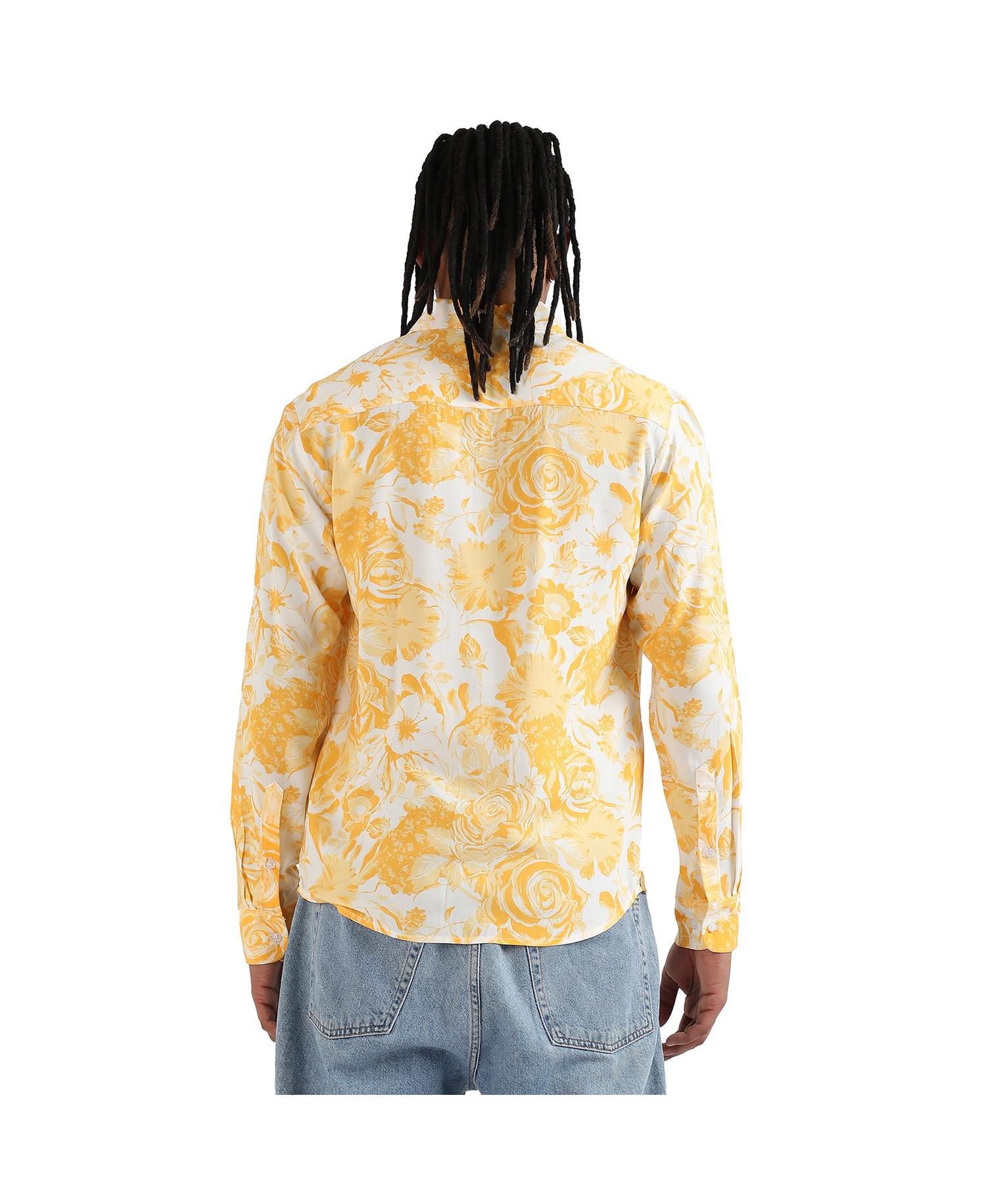 Men's EcoLiva Yellow Contrast Botanical Shirt