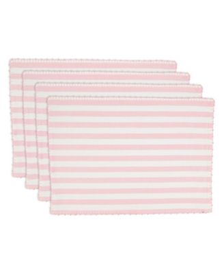 Classic Striped Whipstitch Pom Pom Placemat Set of 4,14"x20"