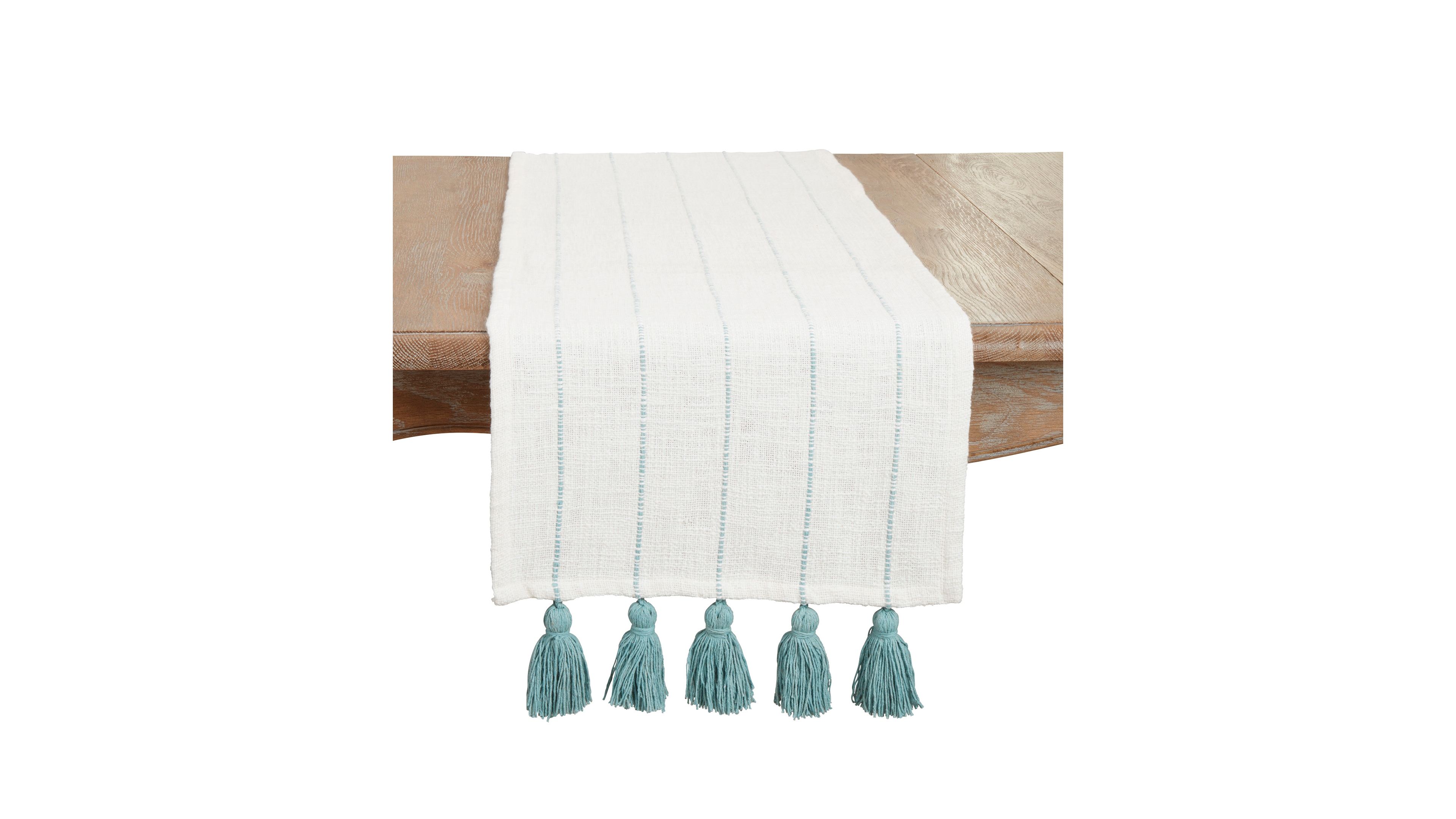 Saro Lifestyle Tassel Fantasy Stripe Table Runner, 16"x72"