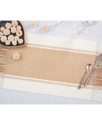 Tassel Trimmed Stripe Placemat Set of 4, 14"x20"