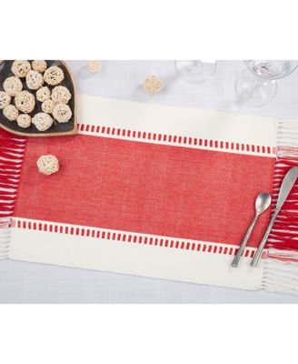 Tassel Trimmed Stripe Placemat Set of 4, 14"x20"