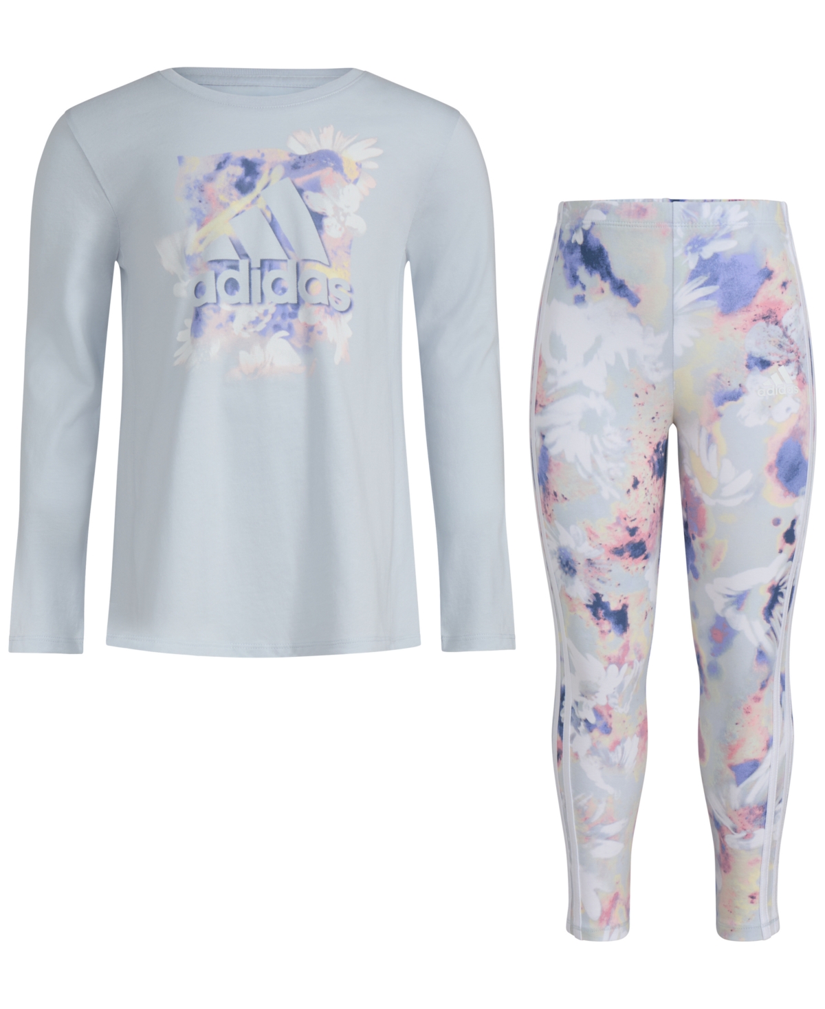 adidas Toddler & Little Girls 2-Pc. Long-Sleeve T-Shirt & Printed Leggings Set