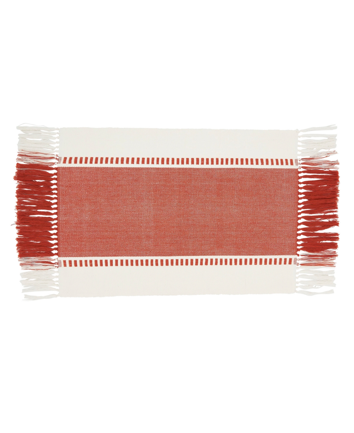 Saro Lifestyle Tassel Trimmed Stripe Placemat Set Of 4, 14"x20" In Red