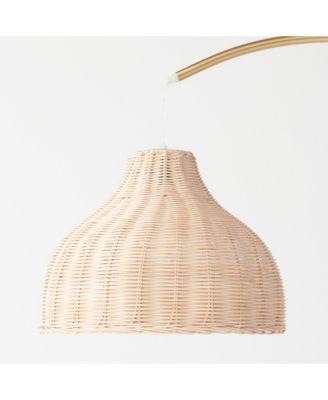 Lark 75 in. Boho Wicker LED Floor Lamp with Rattan Empire Shade