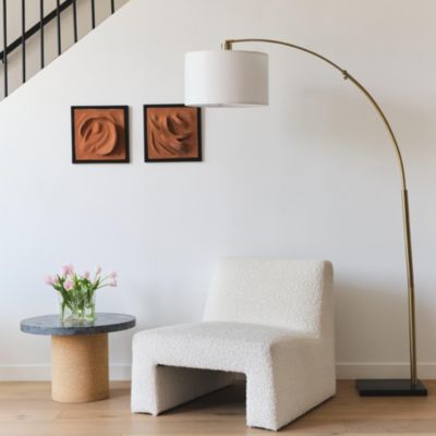 Logan Contemporary Arc LED Floor Lamp with Marble Base (76")