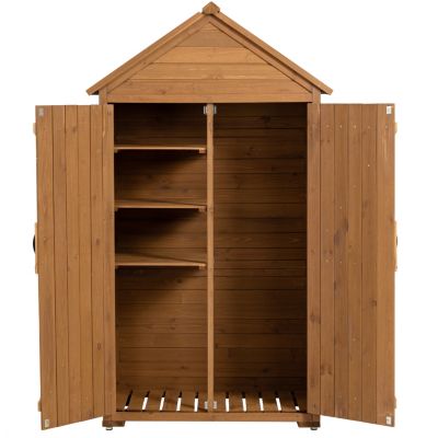 Wooden Outdoor Storage Cabinet with Shelves and Latch