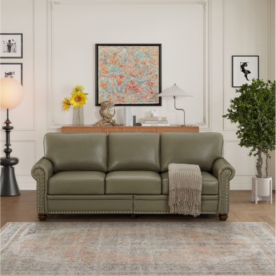 Classic Living Room Nails Sofa Faux Leather