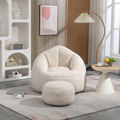 Compressed Foam Bean Bag Chair with Footrest