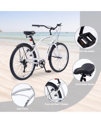 Men'S Beach Cruiser Bike, 7 Speed Bicycles, 26"Inch Multiple Colors