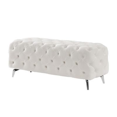  Button-Tufted Velvet Ottoman Bench