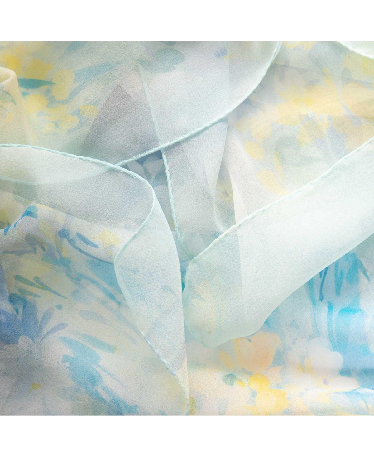 Meadow - Long Sheer Silk Scarf for Women - Sky blue