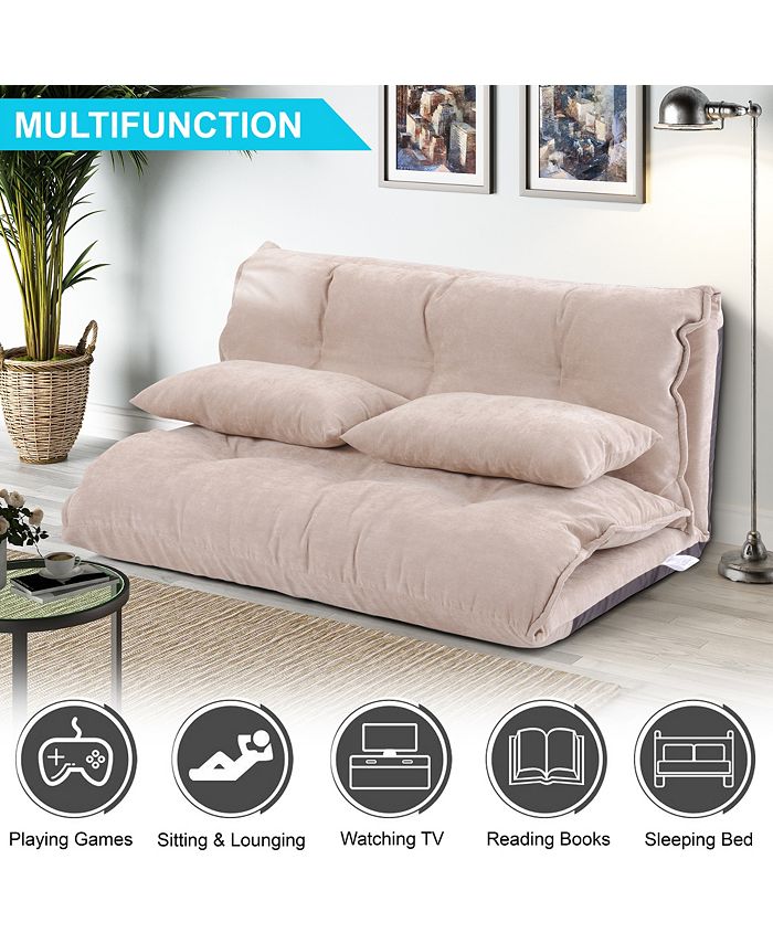 Simplie Fun Lazy Sofa Adjustable Folding Futon Sofa Video Gaming Sofa ...