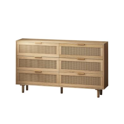 Streamdale Rattan Storage Cabinet, 6-Drawers, Natural