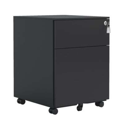 Mobile File Cabinet with Lock, Fully Assembled, Black