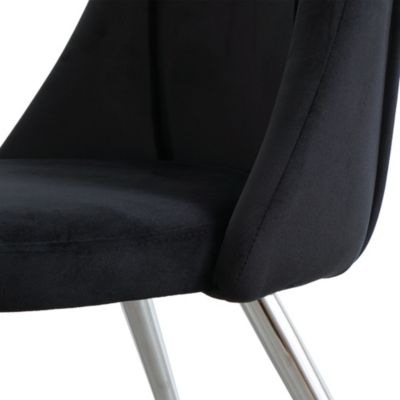 Set of 4 Modern Black Velvet Dining Chairs with Chrome Legs