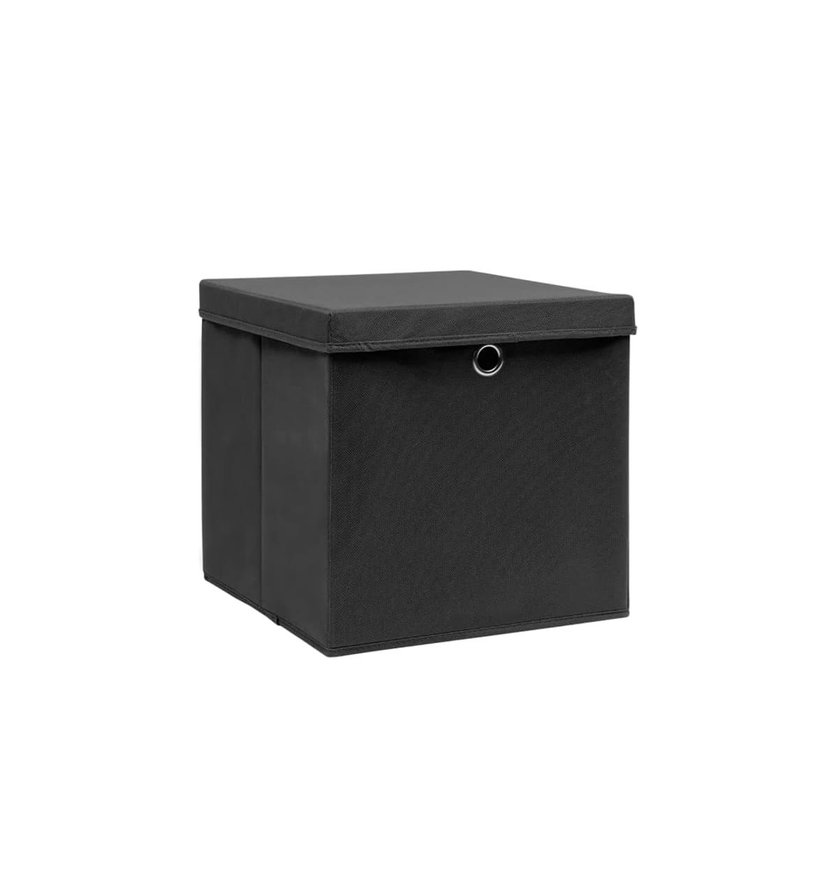 Storage Boxes with Covers 4 pcs 11"x11"x11" Black - Black