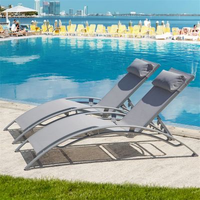 Streamdale 2 Outdoor Chaise Lounge Chairs with Adjustable Backrest