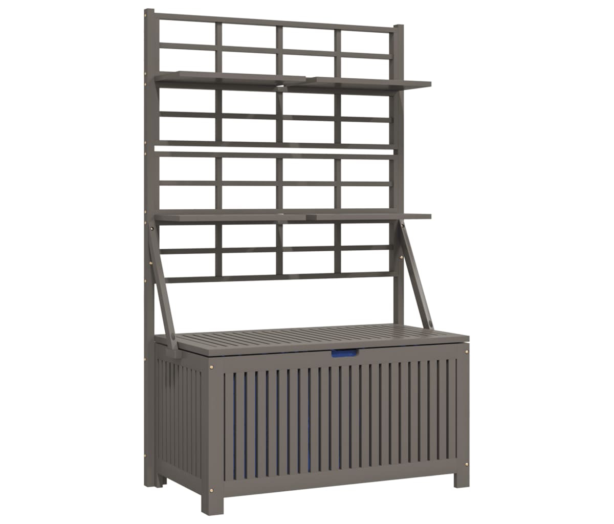 Storage Box with Trellis Gray 39"x19.7"x63" Solid Wood Acacia - Grey