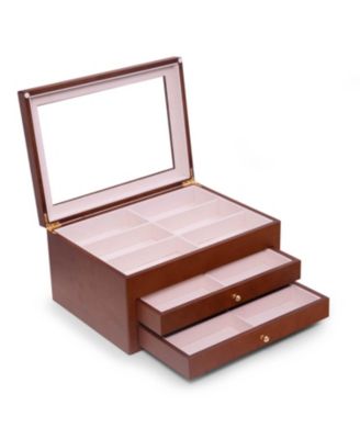 Cherry Wood 18 Sunglass Storage Box
