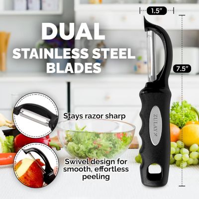 Swivel Vegetable Peeler with Razor Sharp Stainless Steel Blades and Blemish Remover