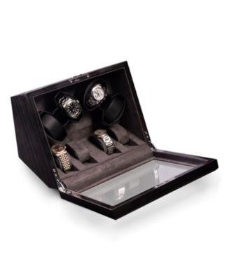 Bey-Berk Ash wood high lacquer four watch winder and four watch storage ...