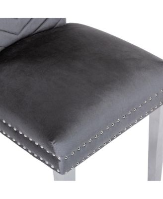 2 Pc  Velvet Fabric & Stainless Steel  Modern Finish  Chair