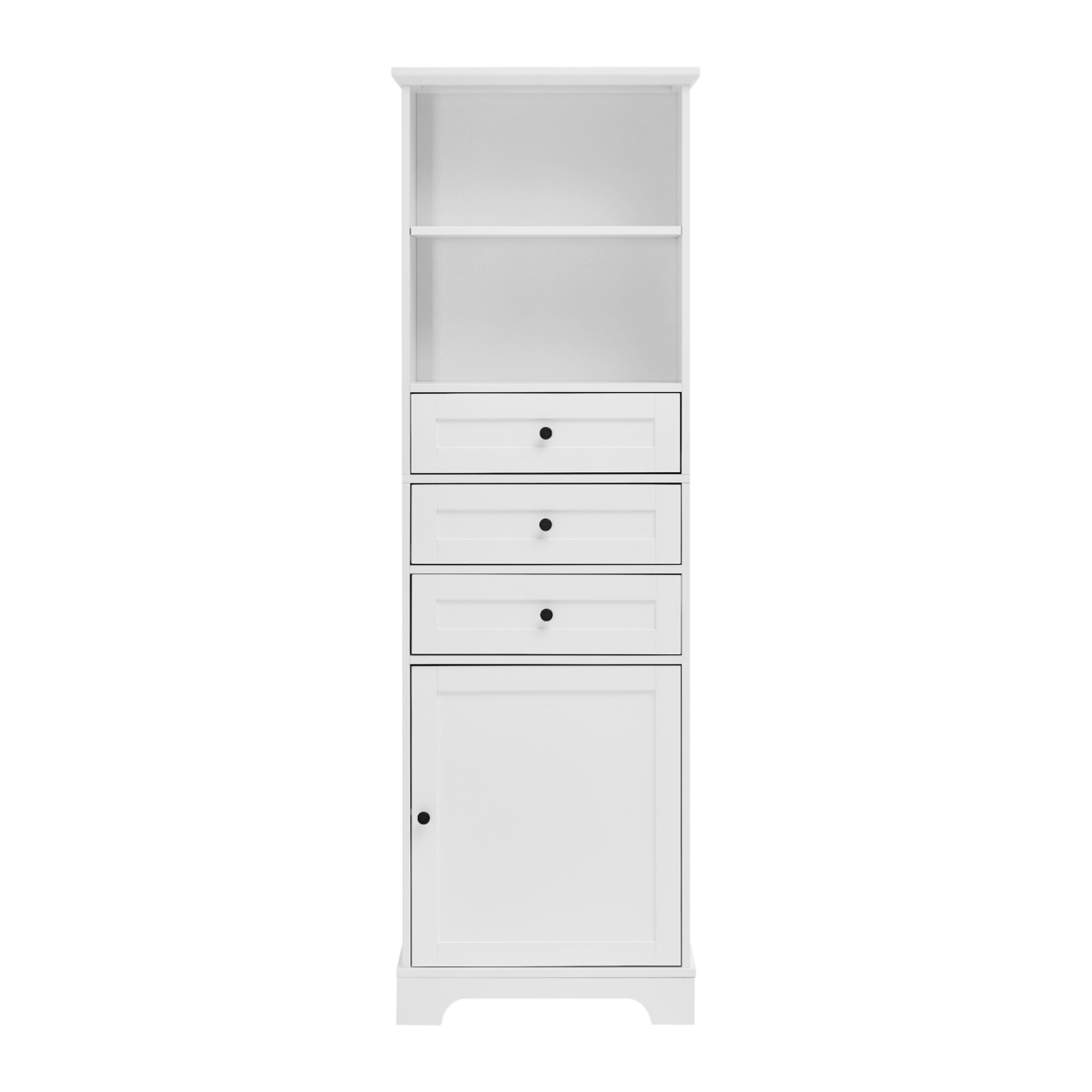 Streamdale FurnitureTall Storage Cabinet with 3 Drawers and Adjustable Shelves - White