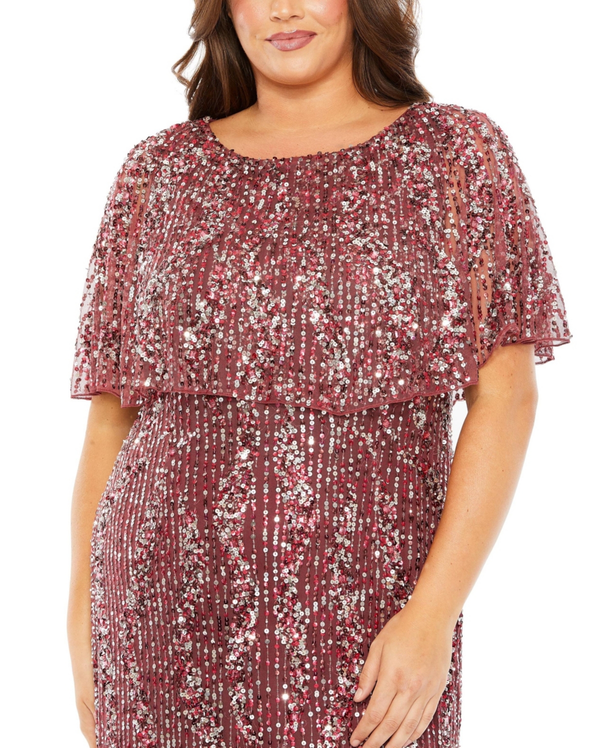 Mac Duggal Women's Plus Size High Neck Column Gown