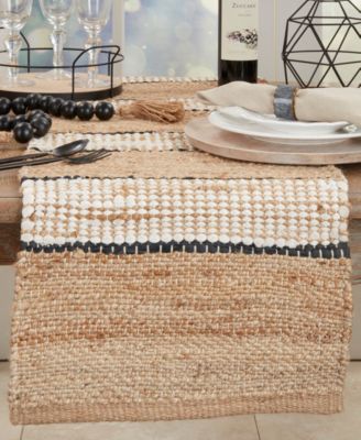 Earthy Jute Stripe Table Runner, 16"x72"