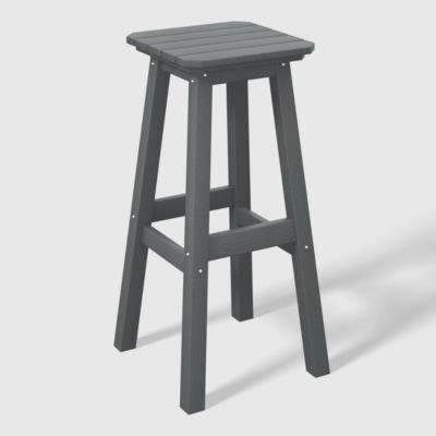 29" HDPE Outdoor Patio Square Backless Bar Stool