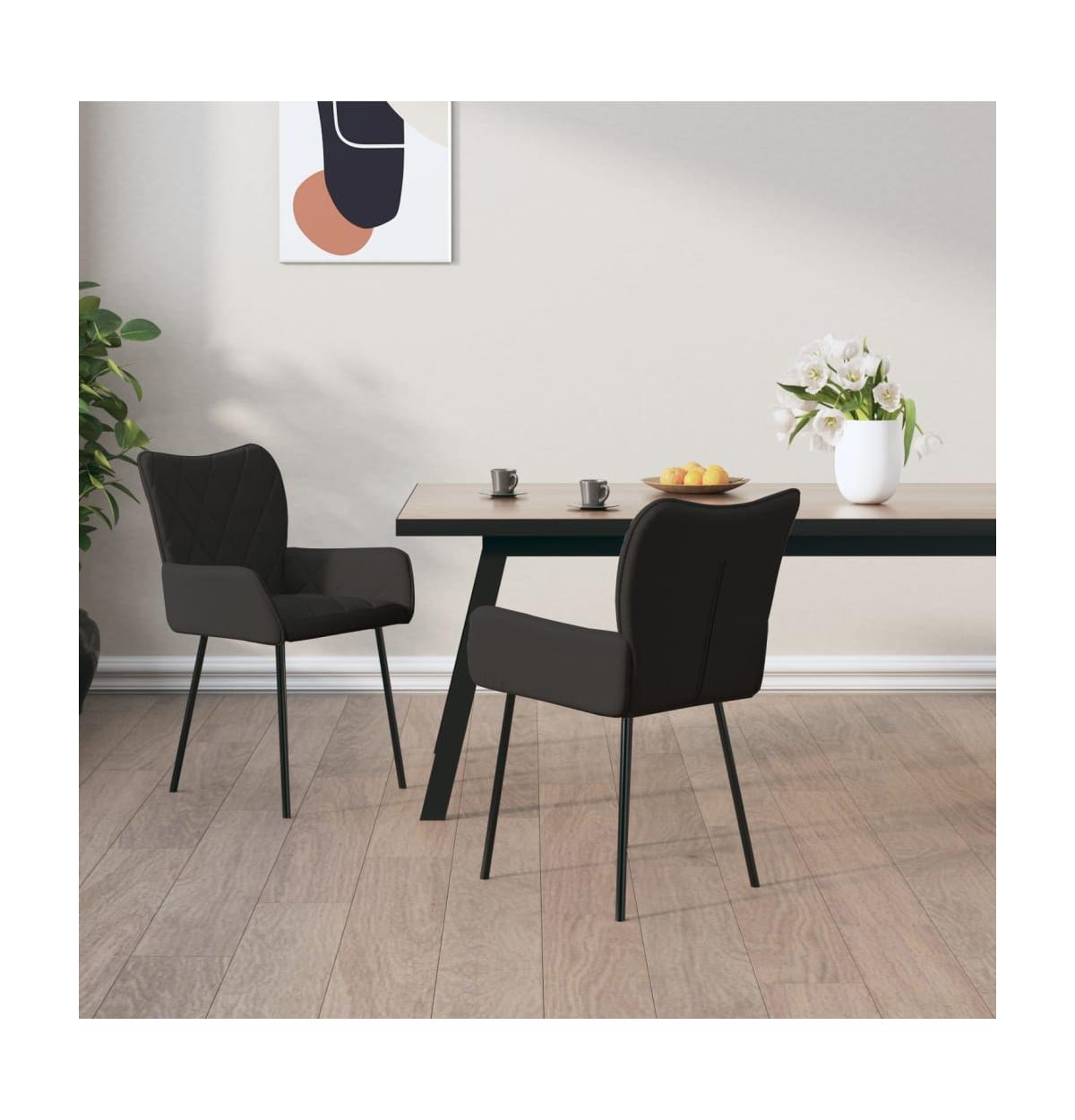 Dining Chairs 2 pcs Black Fabric