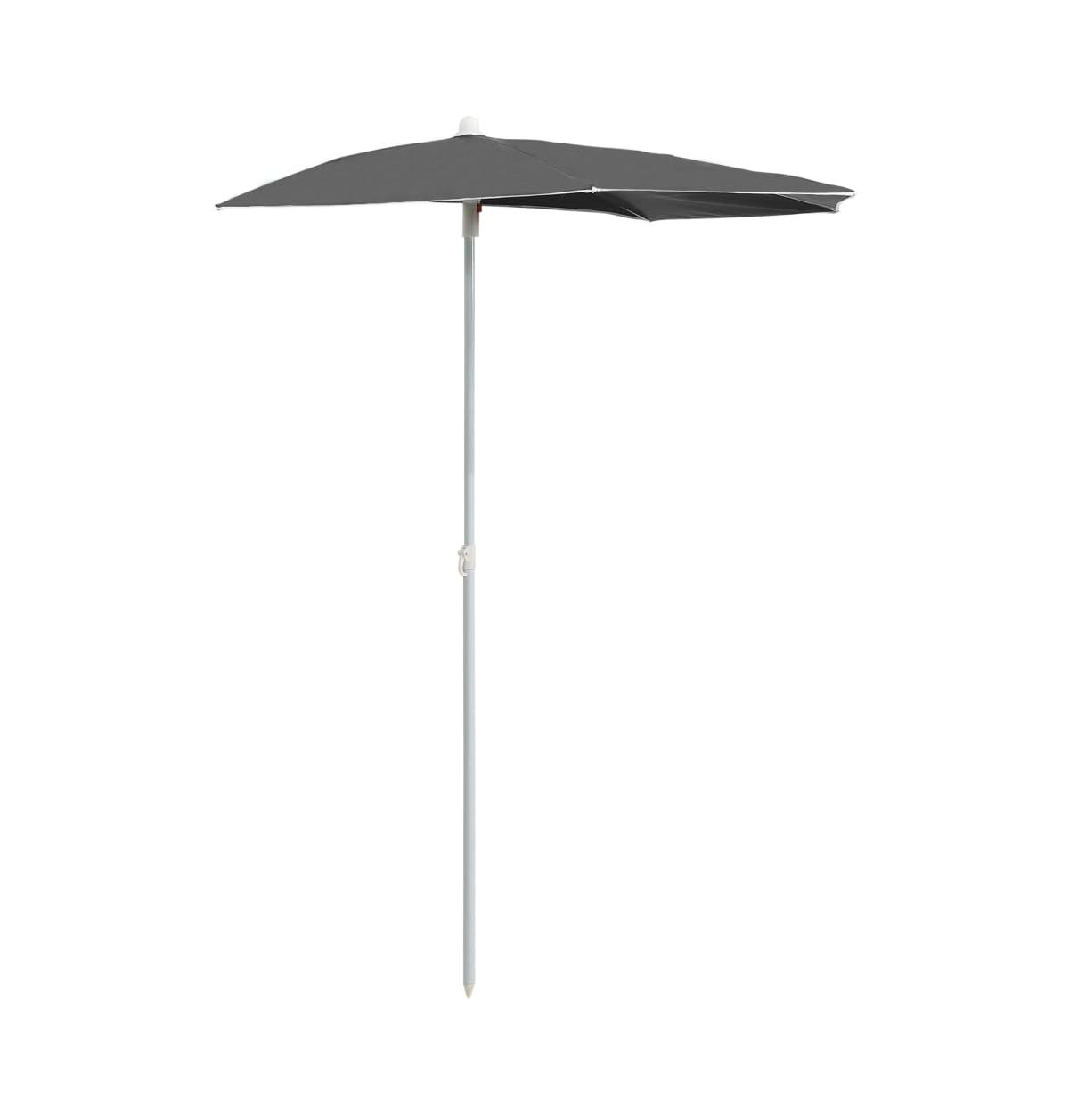 Garden Half Parasol with Pole 70.9"x35.4" Anthracite - Dark Grey