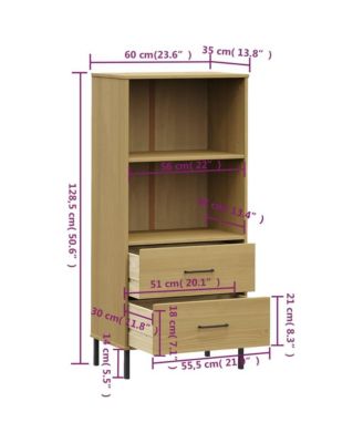 Bookcase with 2 Drawers Brown 23.6"x13.8"x50.6" Solid Wood OSLO