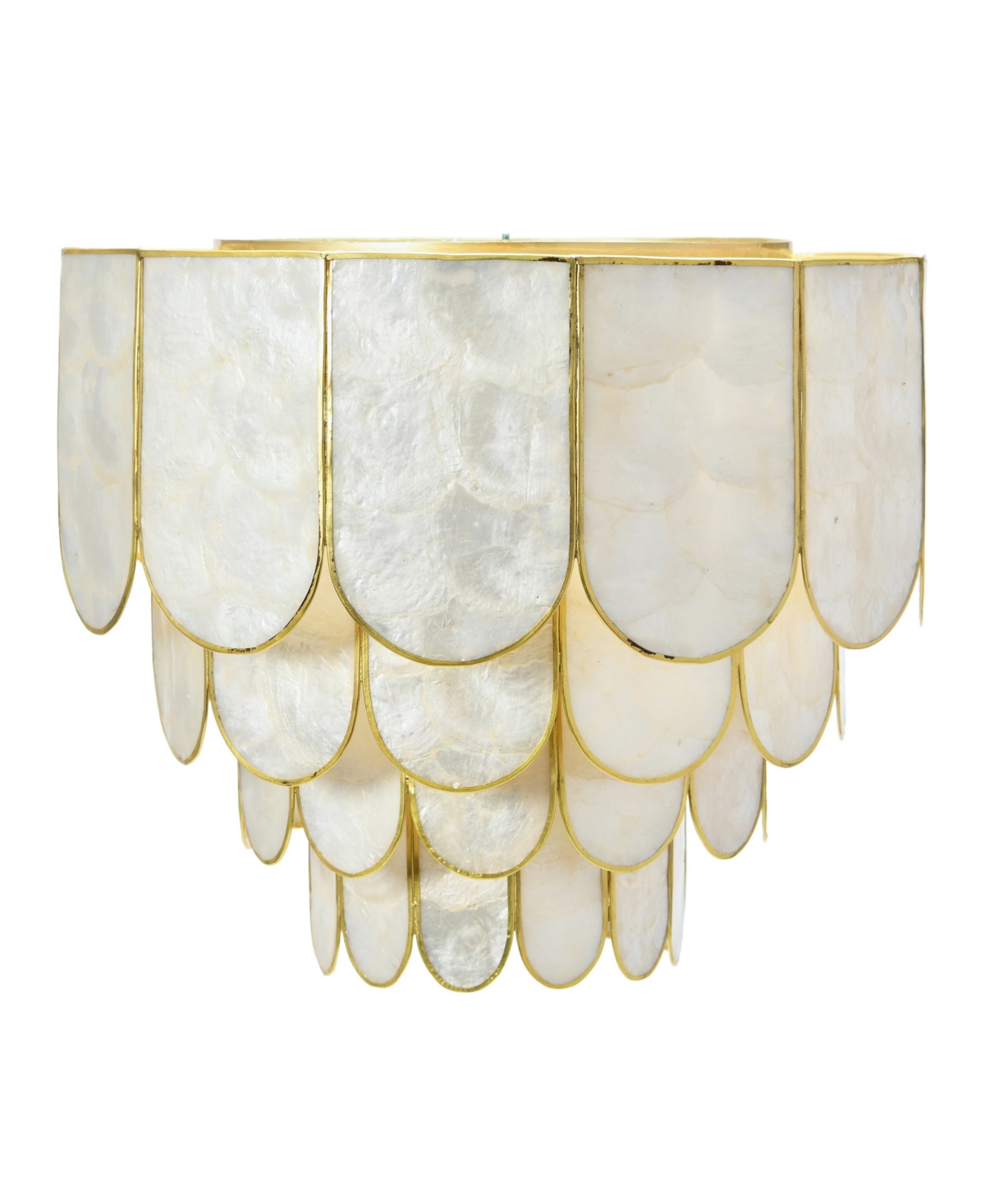 Storied Home 14" Round 4-tier Capiz And Metal Flush Mount Ceiling Light In Gold