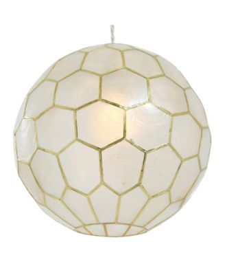 Capiz Honeycomb Globe Pendant Light Capiz White Seashells with Antique