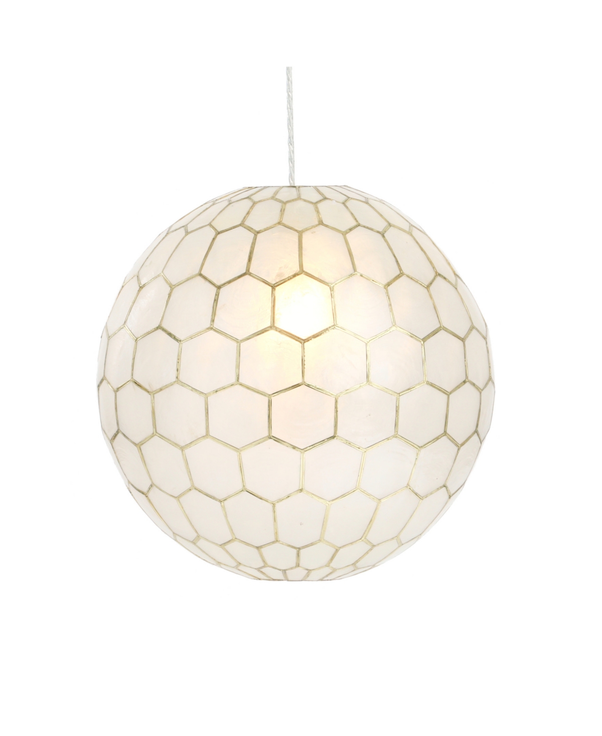 Storied Home Capiz Honeycomb Globe Pendant Light Capiz White Seashells In Gold