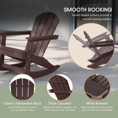 3 Piece set Outdoor Patio Poly Adirondack rocking chairs with side table
